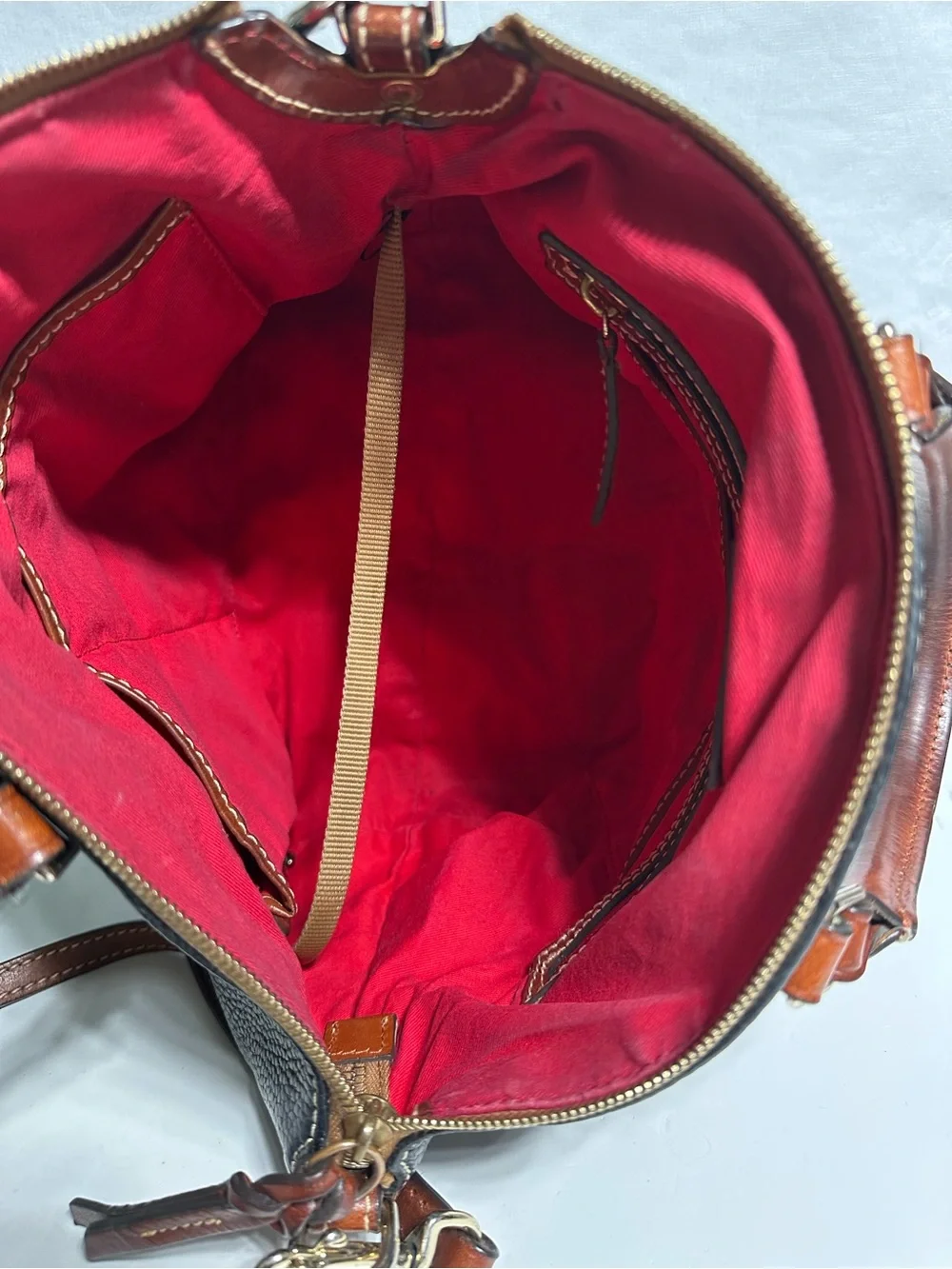 Dooney & Bourke Black Domed Pebble Grain Zip Satchel -(VO 122864) with dust bag